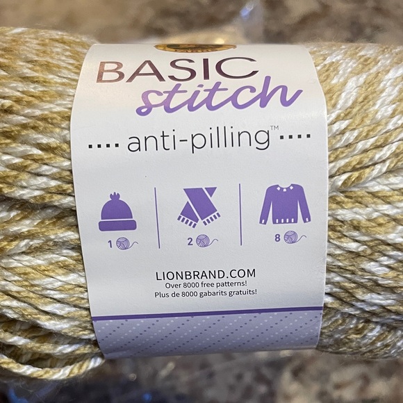 Lions Brand yarn- Basic Stitch Yarn - tan and white - Picture 4 of 4